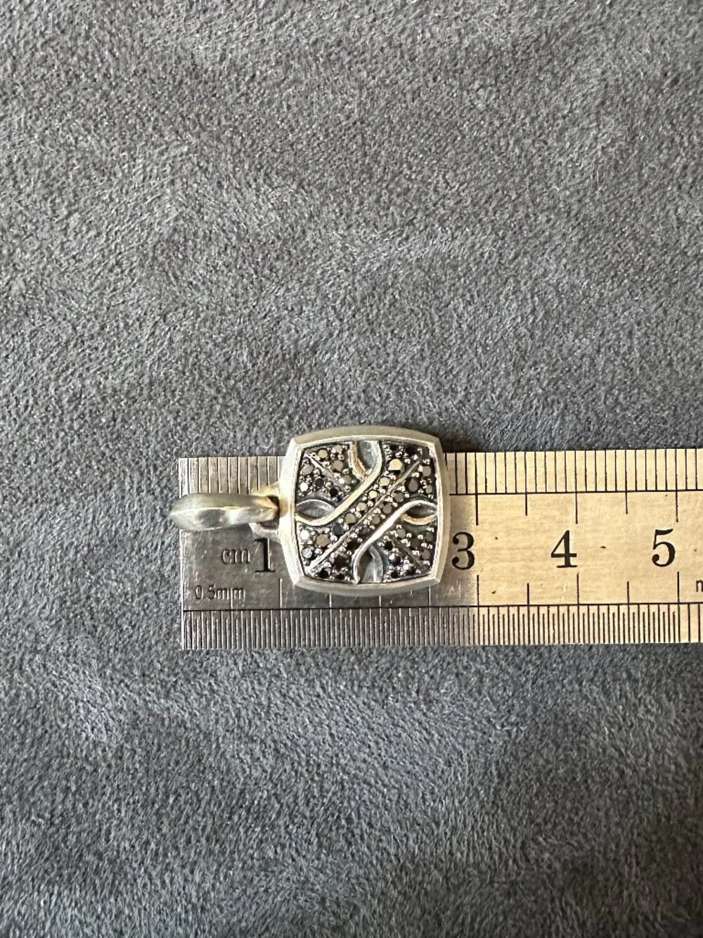 David Yurman Armory Amulet Pendant w/ Pavé Black Diamonds & Sterling Silver RARE